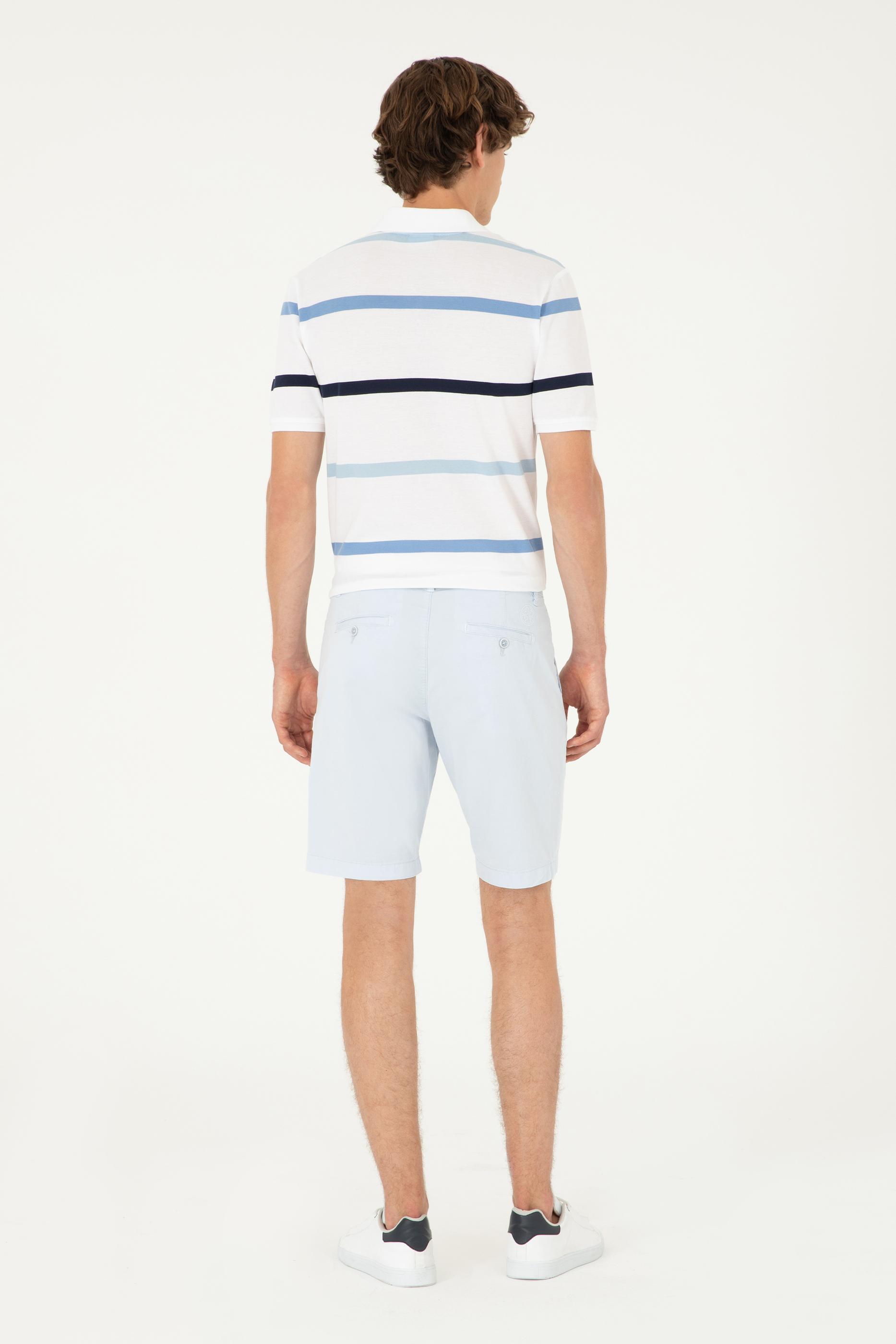 Erkek Açık Mavi Dokuma Şort