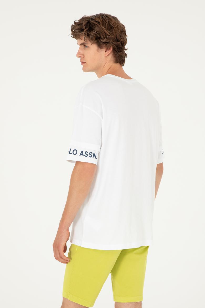 Erkek Comfort Fit Bisiklet Yaka Beyaz Tişört - 50287045007