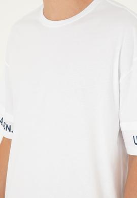 Erkek Comfort Fit Bisiklet Yaka Beyaz Tişört - 50287045007