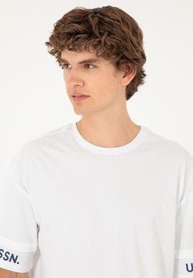 Erkek Comfort Fit Bisiklet Yaka Beyaz Tişört - 50287045007