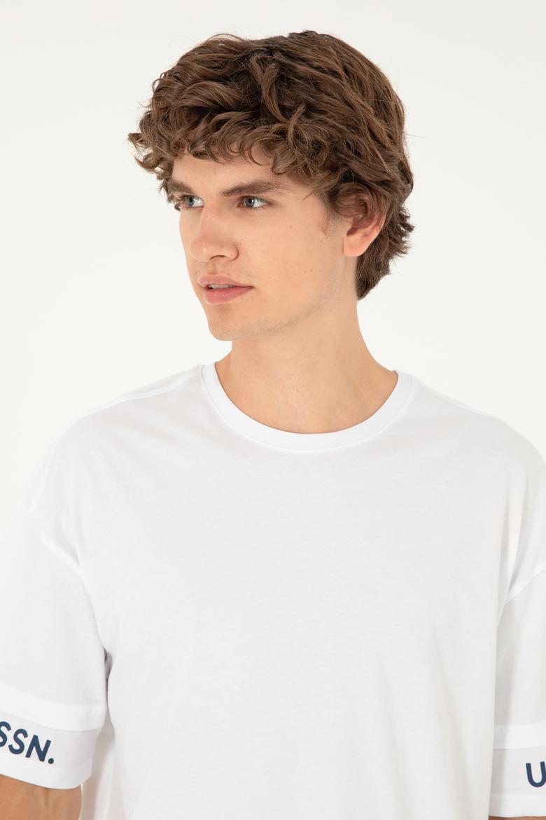 Erkek Comfort Fit Bisiklet Yaka Beyaz Tişört - 50287045007