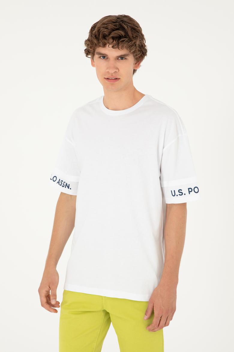 Erkek Comfort Fit Bisiklet Yaka Beyaz Tişört - 50287045007