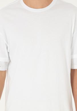 Erkek Comfort Fit Bisiklet Yaka Beyaz Tişört - 50287045007