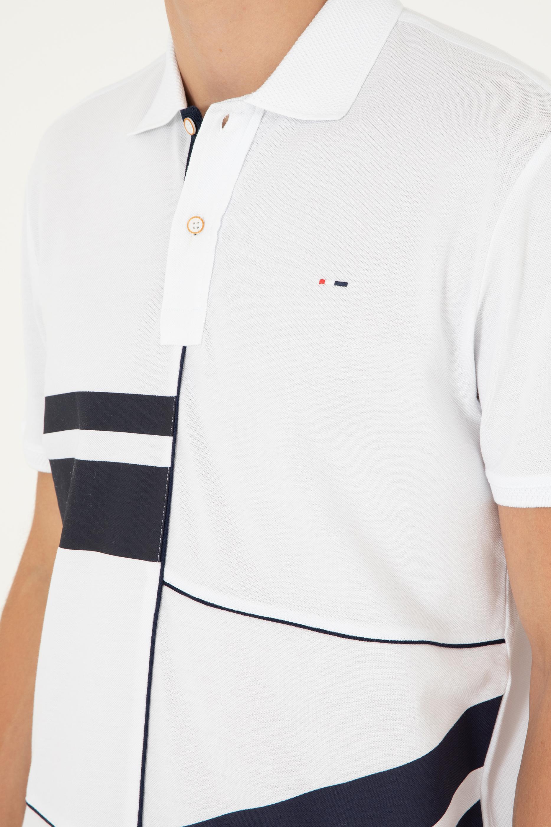 Erkek Regular Fit Polo Yaka Beyaz Tişört
