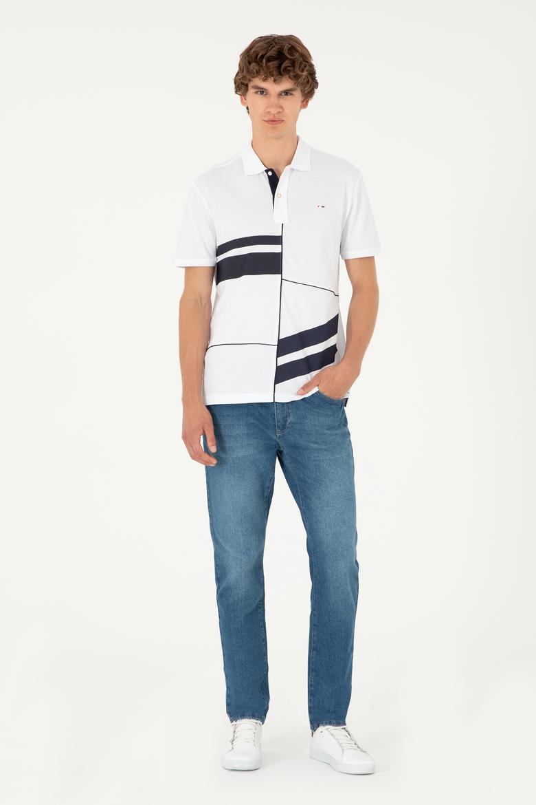 Erkek Regular Fit Polo Yaka Beyaz Tişört - 50281525006