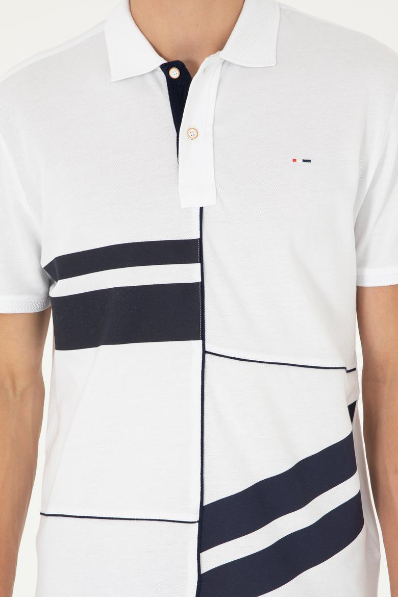 Erkek Regular Fit Polo Yaka Beyaz Tişört - 50281525006