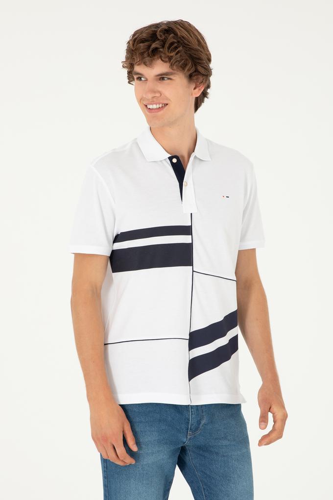 Erkek Regular Fit Polo Yaka Beyaz Tişört