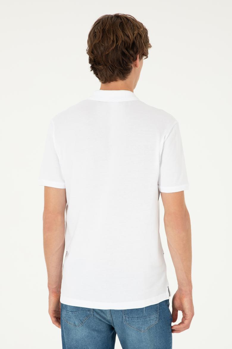 Erkek Regular Fit Polo Yaka Beyaz Tişört - 50281525006