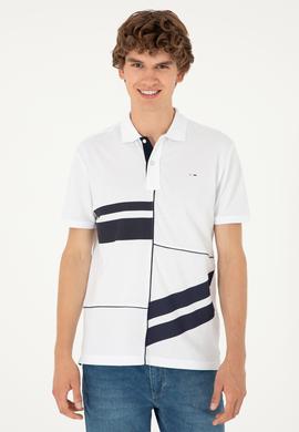 Erkek Regular Fit Polo Yaka Beyaz Tişört - 50281525006