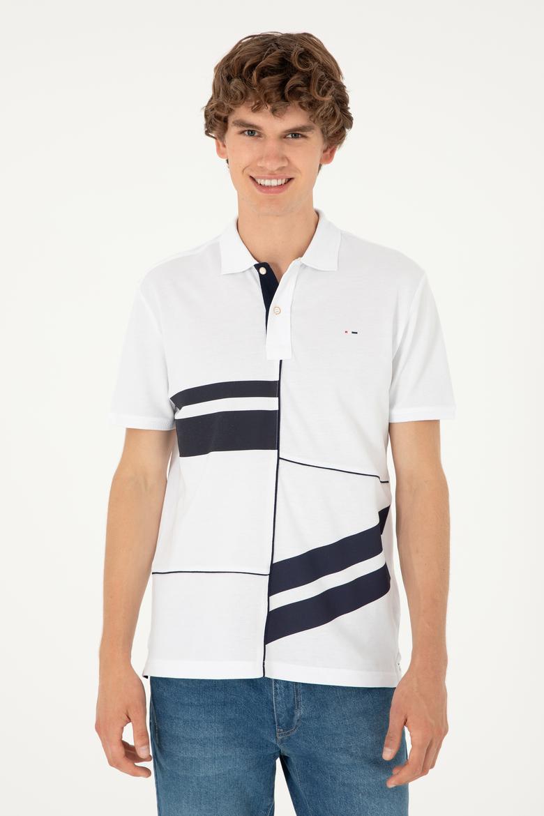 Erkek Regular Fit Polo Yaka Beyaz Tişört - 50281525006