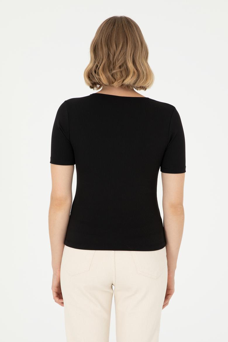Kadın Siyah Tişört - 50294782017