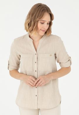 Kadın Haki Uzun Kollu Gömlek - 50283561003