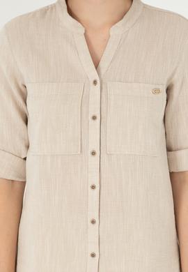 Kadın Haki Uzun Kollu Gömlek - 50283561003