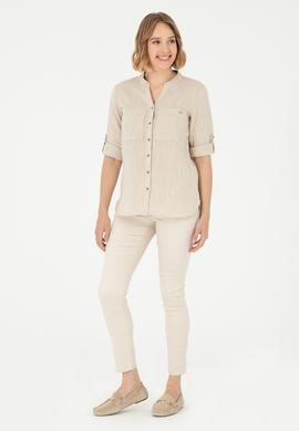 Kadın Haki Uzun Kollu Gömlek - 50283561003