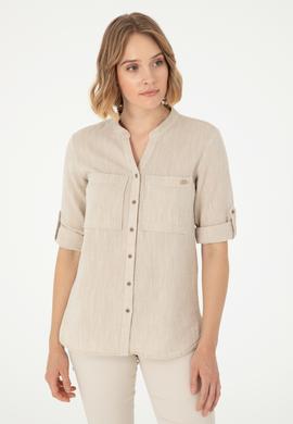 Kadın Haki Uzun Kollu Gömlek - 50283561003