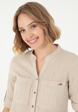 Kadın Haki Uzun Kollu Gömlek - 50283561003