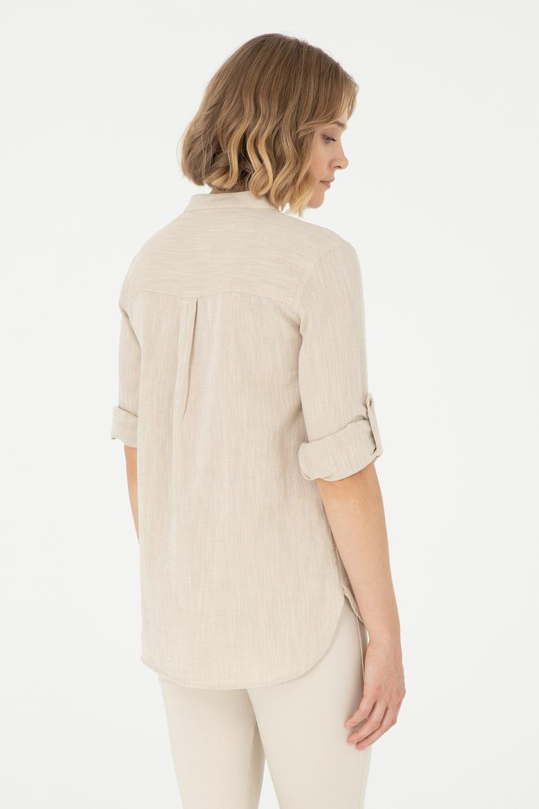 Kadın Haki Uzun Kollu Gömlek - 50283561003