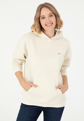 Kadın Krem Kapüşonlu Sweatshirt - 50297075006