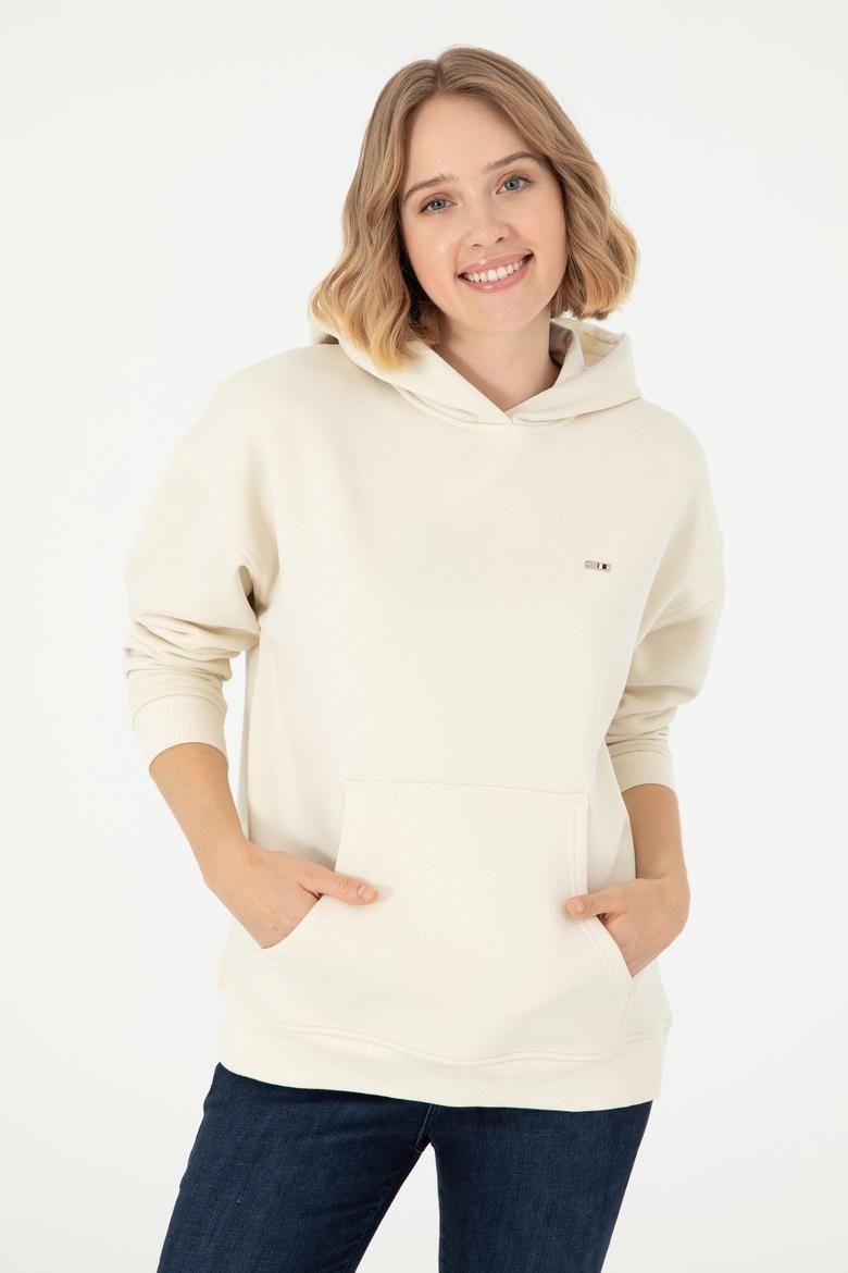 Kadın Krem Kapüşonlu Sweatshirt - 50297075006