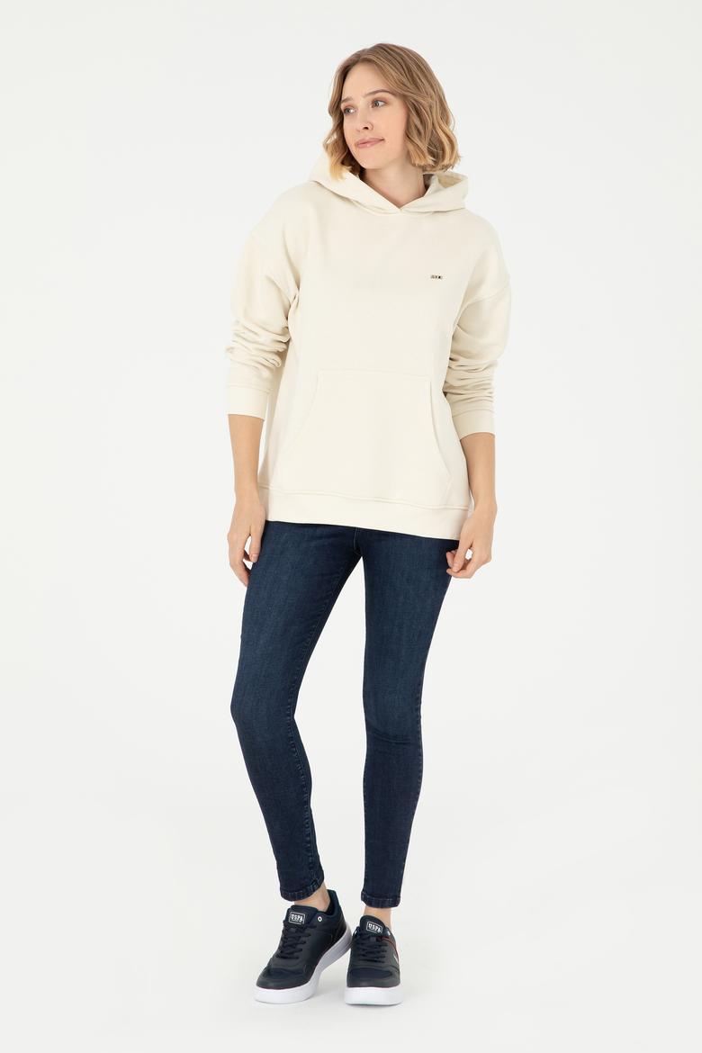 Kadın Krem Kapüşonlu Sweatshirt - 50297075006