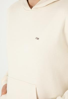 Kadın Krem Kapüşonlu Sweatshirt - 50297075006