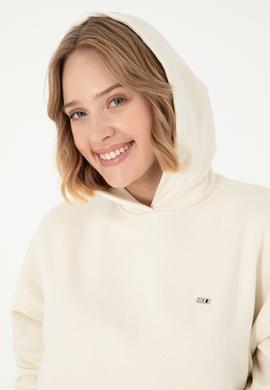Kadın Krem Kapüşonlu Sweatshirt - 50297075006