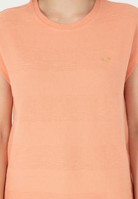 Kadın Somon Bisiklet Yaka Tişört - 50281947012