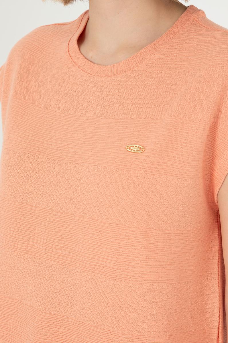 Kadın Somon Bisiklet Yaka Tişört