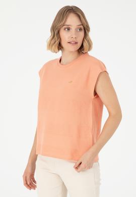 Kadın Somon Bisiklet Yaka Tişört - 50281947012