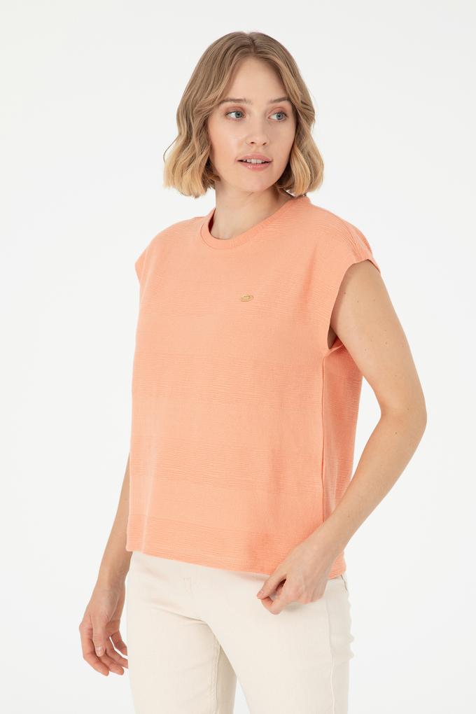 Kadın Somon Bisiklet Yaka Tişört