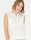 Kadın Ekru Kolsuz Hakim Yaka Tişört