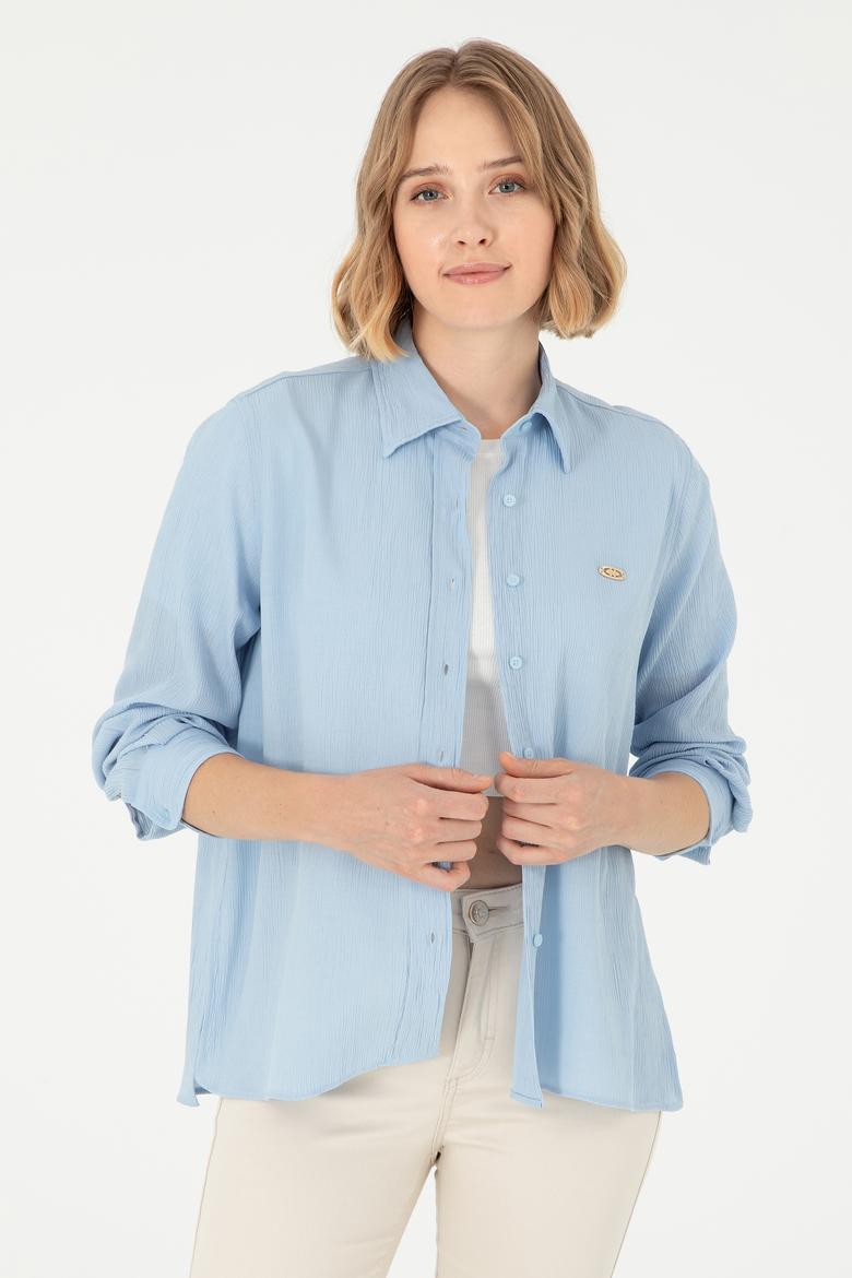 Kadın Açık Mavi Uzun Kollu Gömlek