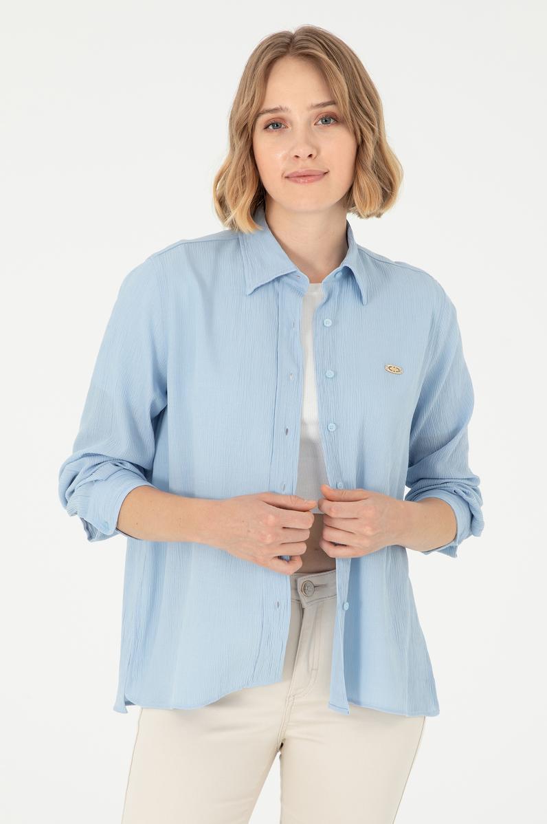 Kadın Açık Mavi Uzun Kollu Gömlek