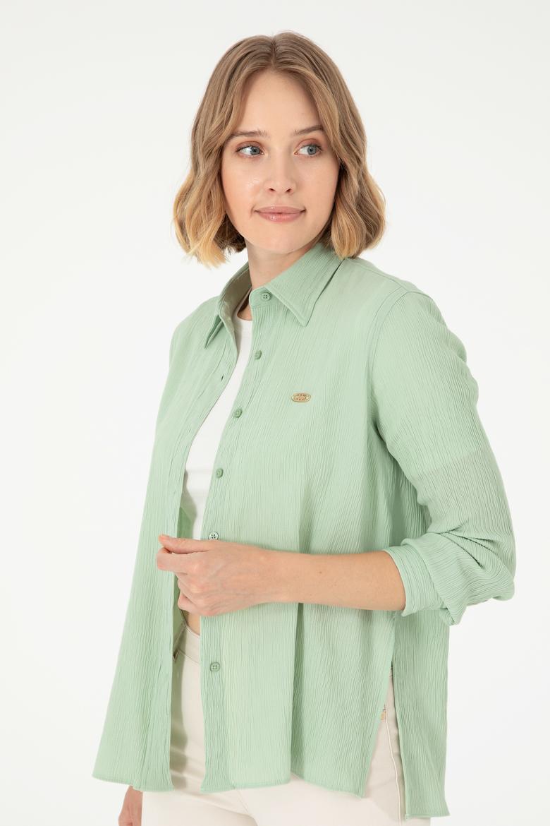 Kadın Su Yeşili Uzun Kollu Gömlek - 50297121014