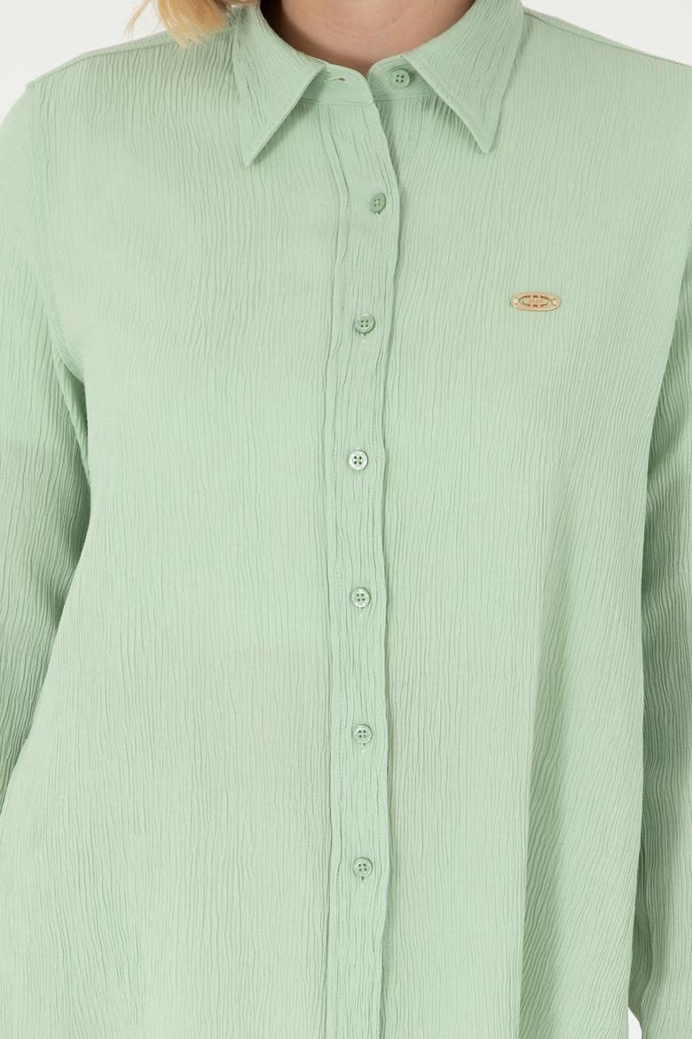 Kadın Su Yeşili Uzun Kollu Gömlek - 50297121014