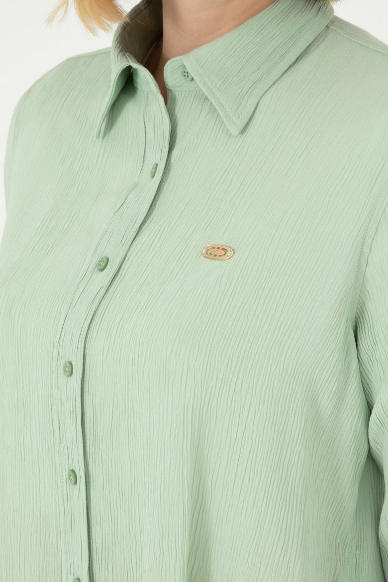 Kadın Su Yeşili Uzun Kollu Gömlek - 50297121014
