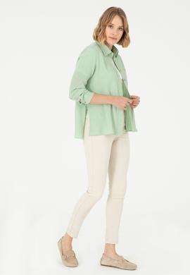 Kadın Su Yeşili Uzun Kollu Gömlek - 50297121014