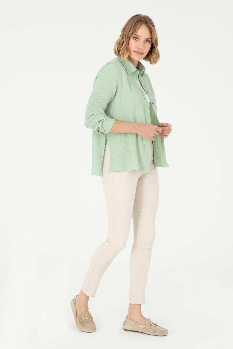 Kadın Su Yeşili Uzun Kollu Gömlek - 50297121014