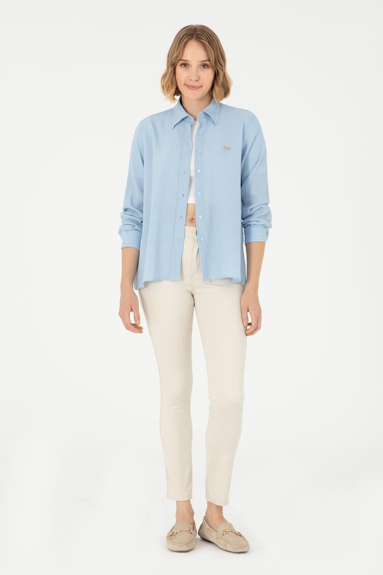 Kadın Açık Mavi Uzun Kollu Gömlek - 50297121005