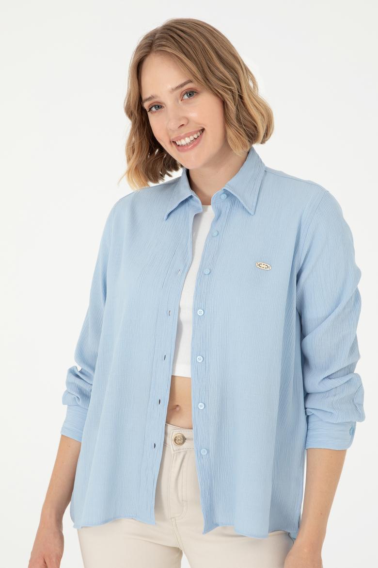 Kadın Açık Mavi Uzun Kollu Gömlek - 50297121005