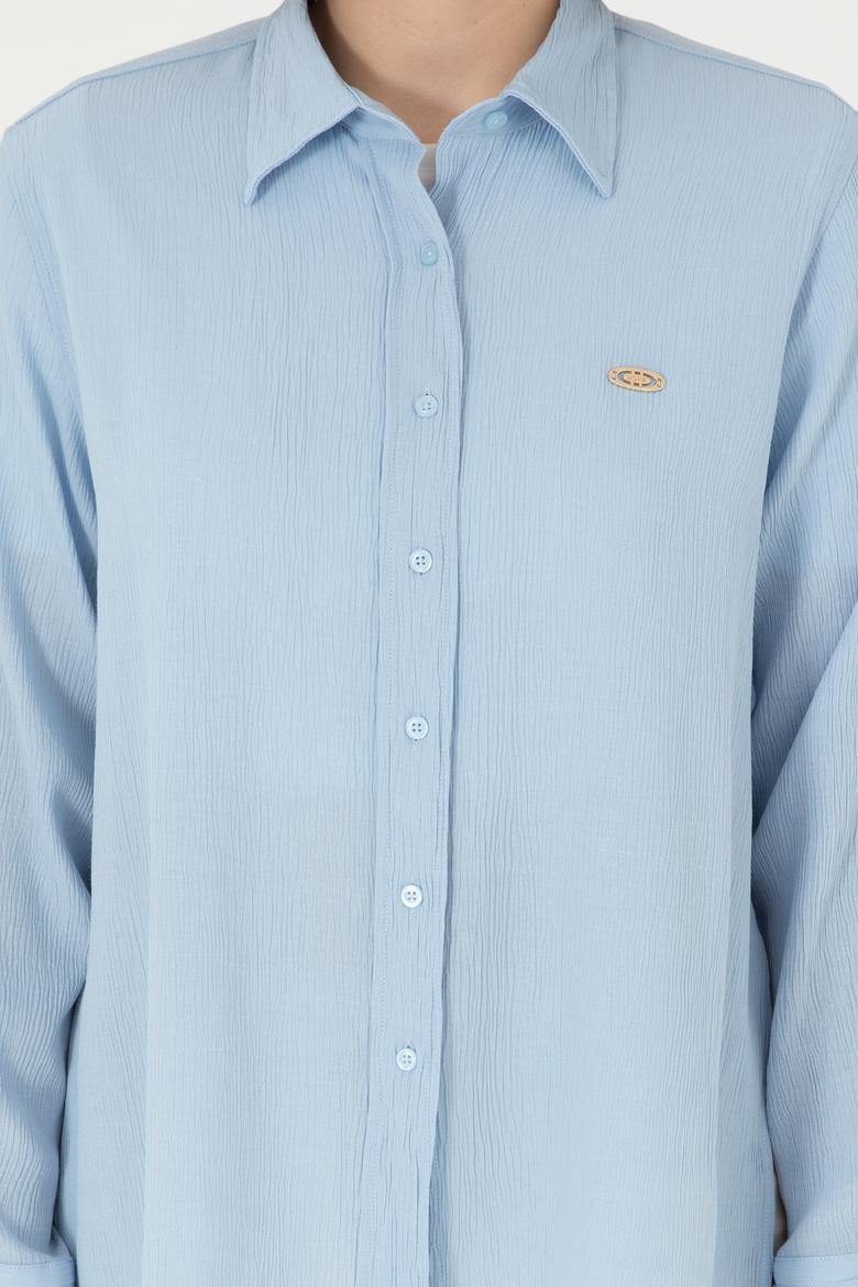 Kadın Açık Mavi Uzun Kollu Gömlek - 50297121005