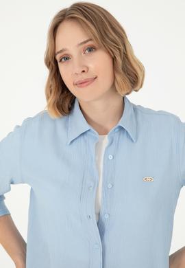Kadın Açık Mavi Uzun Kollu Gömlek - 50297121005