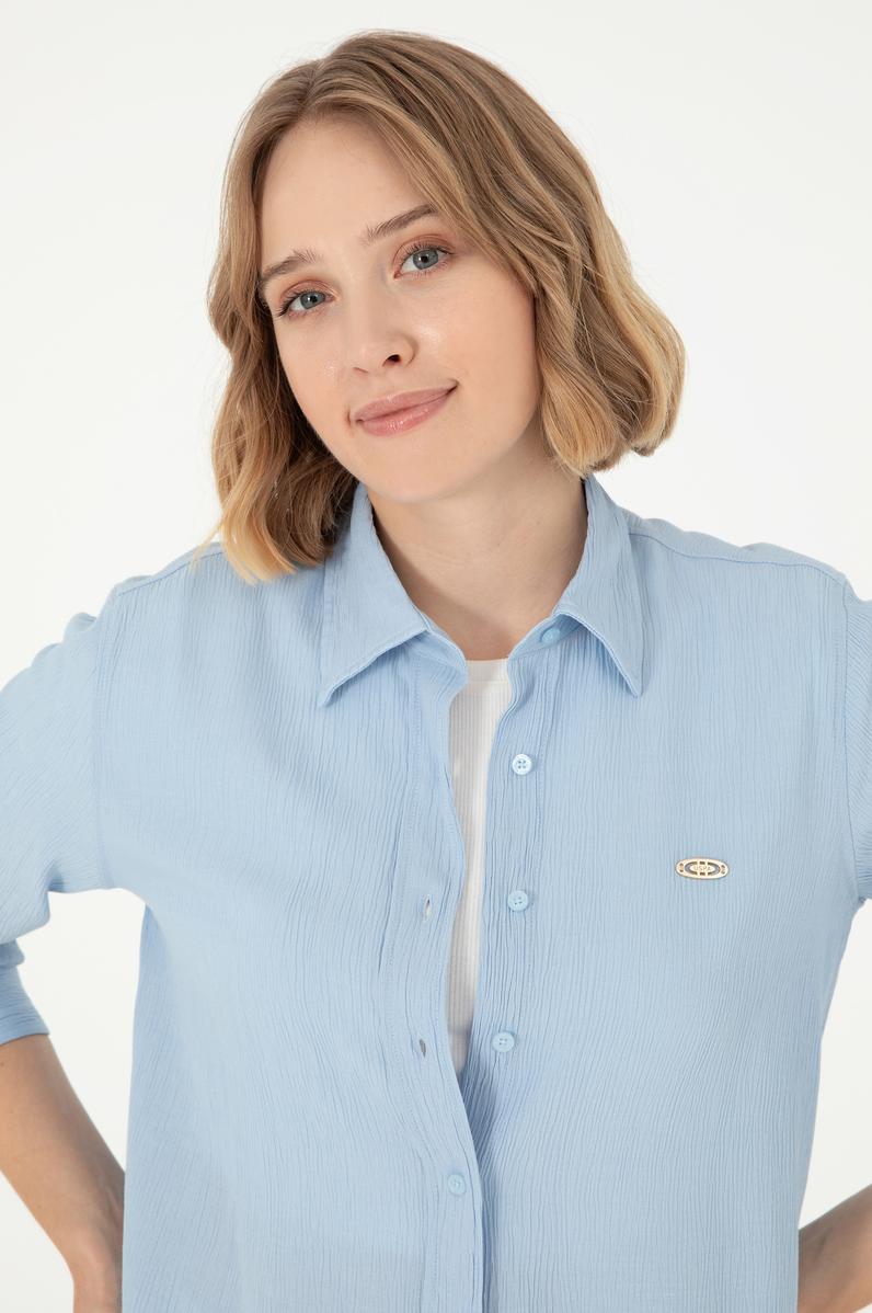 Kadın Açık Mavi Uzun Kollu Gömlek