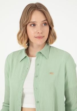Kadın Su Yeşili Uzun Kollu Gömlek - 50297121014