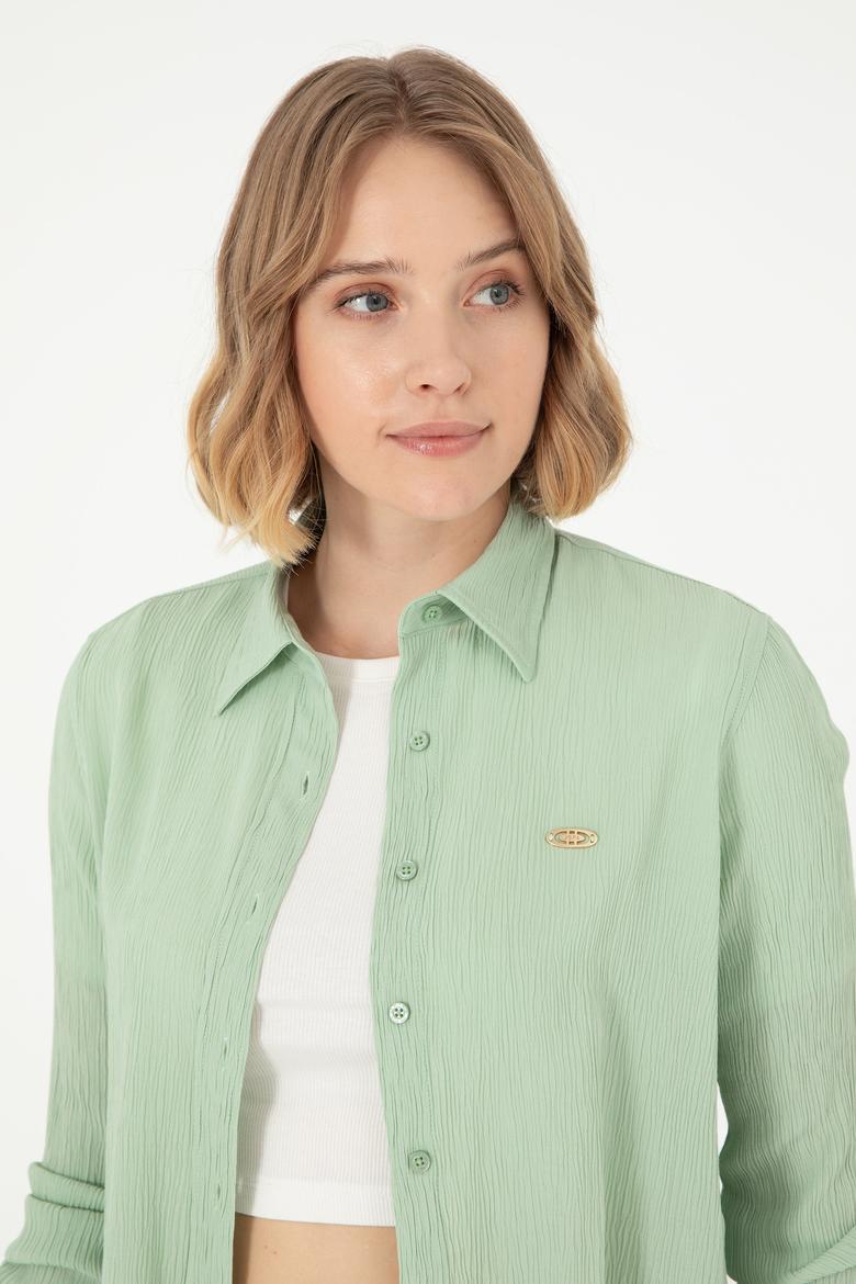 Kadın Su Yeşili Uzun Kollu Gömlek - 50297121014