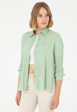 Kadın Su Yeşili Uzun Kollu Gömlek - 50297121014