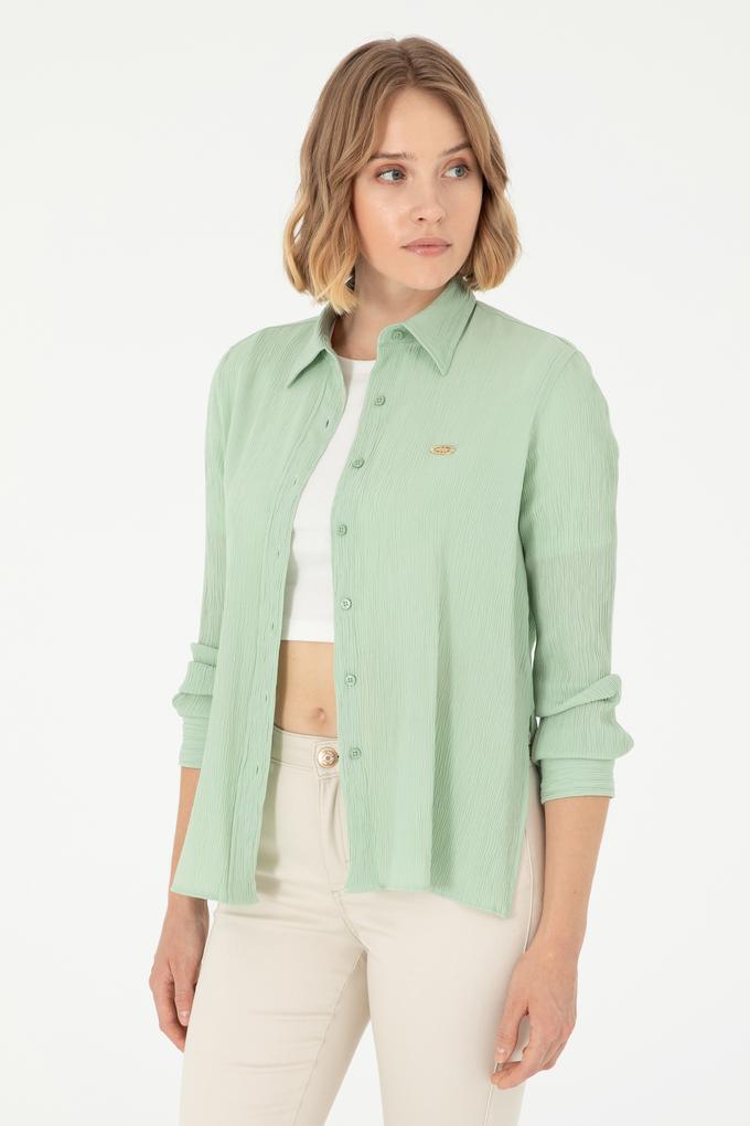 Kadın Su Yeşili Uzun Kollu Gömlek