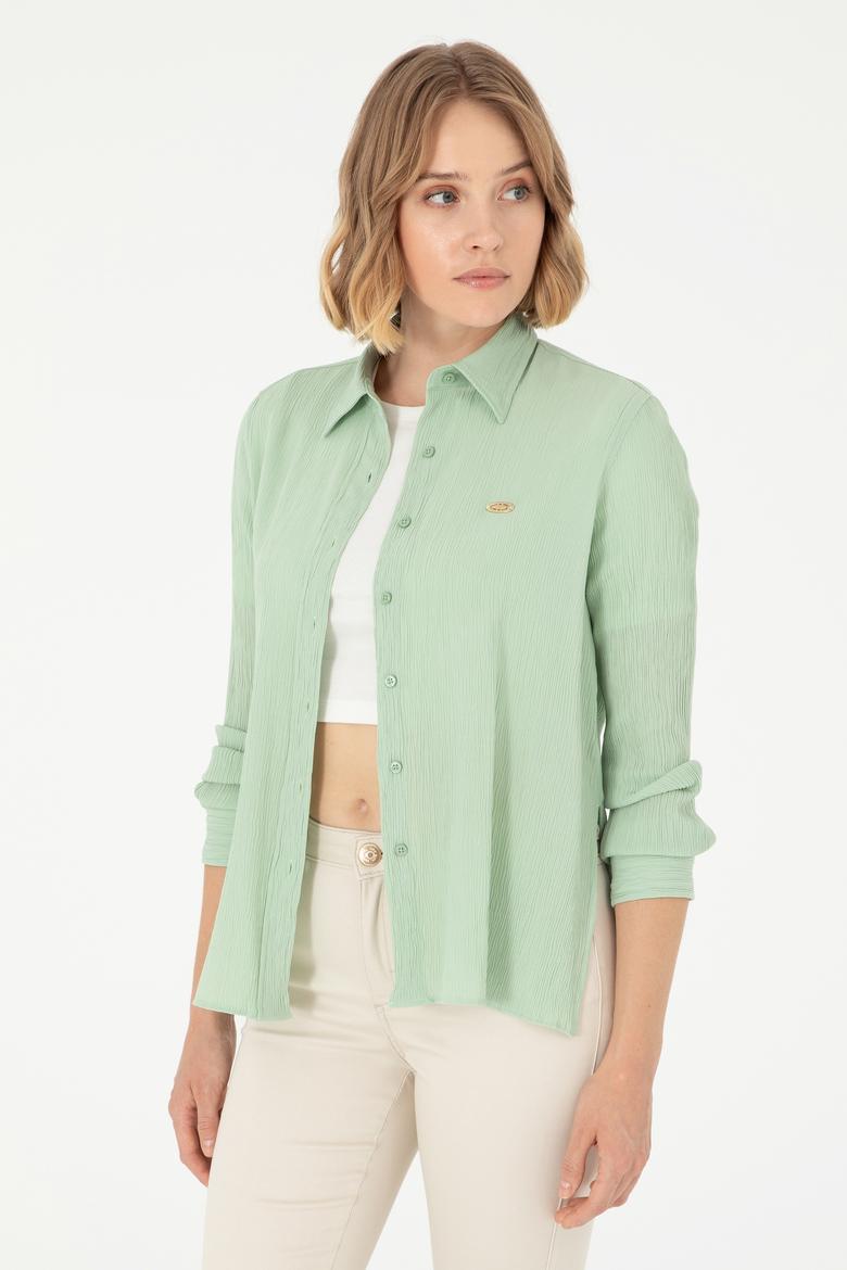 Kadın Su Yeşili Uzun Kollu Gömlek