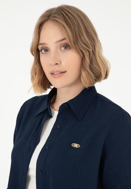 Kadın Lacivert Uzun Kollu Gömlek - 50297121026