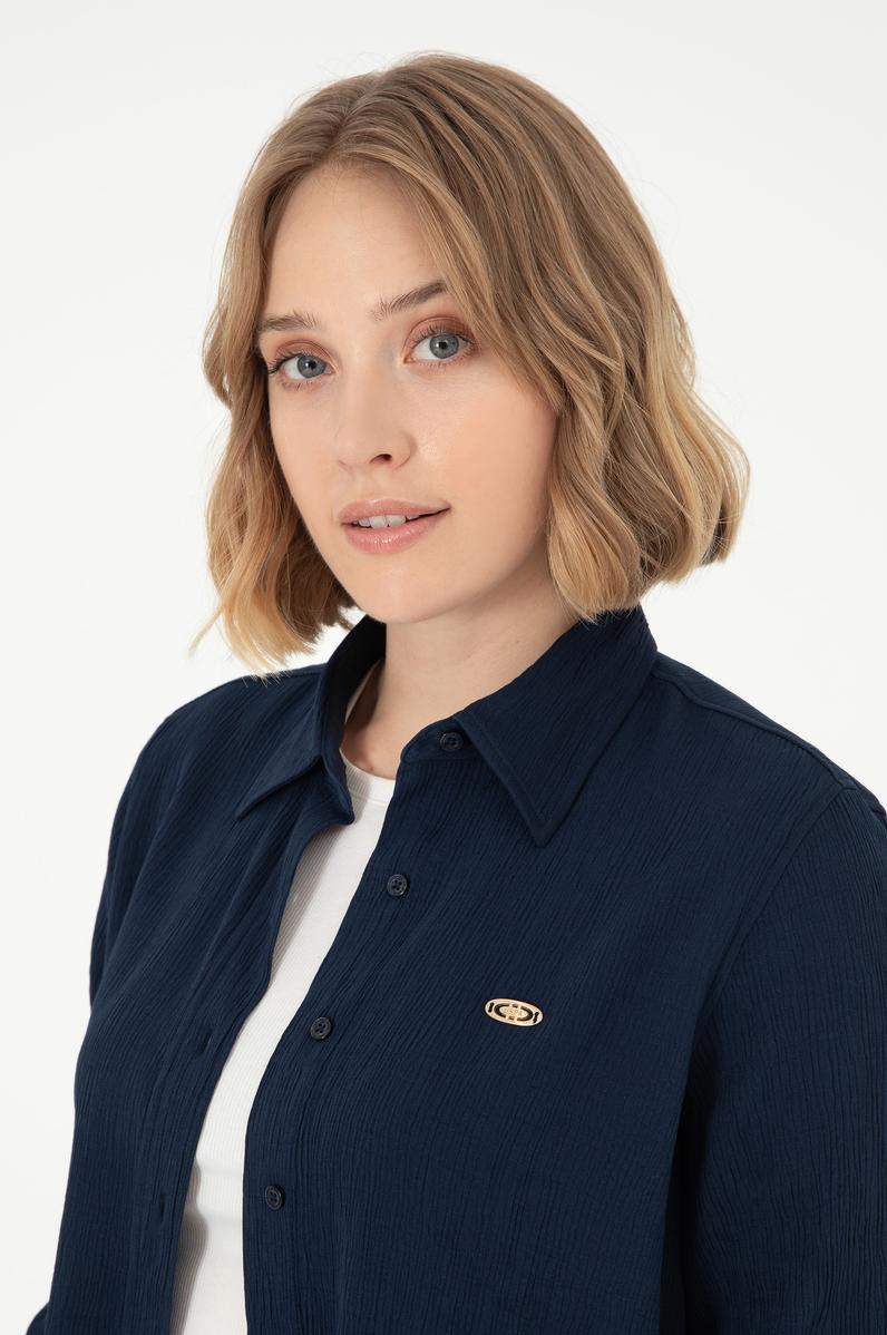 Kadın Lacivert Uzun Kollu Gömlek